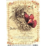 Декупажная карта Красная бабочка фото