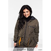 Качественная удлиненная куртка женская хаки больших размеров (3 цвета) ЕК/-29503 фотография