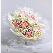 Букет для невесты №12, айвори/розовый фото