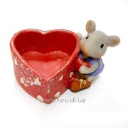 Фигурка керамическая “Мышка с сердцем большим“ фотография