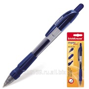 Ручка шариковая Erich Krause автоматическая Grapho Plus, масляная, корпус тонированный синий, 0,5 мм, резиновый держатель, синяя фотография
