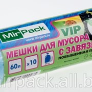 VIP Пакеты для мусора MIRPACK с завязками рулон 60л(60*70) 15 мкм/10 шт, белые Z6010 фотография