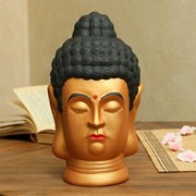 Копилка “Голова Будды“, золотая с черным, 32 см фотография