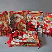 Подарочные картонные пакеты с присыпкой Санта Клаус 18х24х8см/12шт TO564 570715