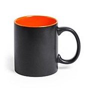 Кружка BAFY, черный с оранжевым, 350мл, 9,6х8,2см, тонкая керамика фотография