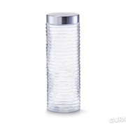 Банка для продуктов Zeller рифленая круглая 2000мл 10,5х29,5 см стекло метал (19773) фото