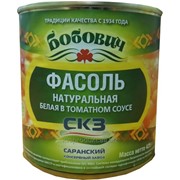 Фасоль натуральная белая в томатном соусе Бобович, евробанка, 425г фото