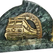 Настольный прибор Поезд, золотистый/зеленый фотография