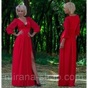 Платье в пол Дженифер Лопес красное/рукава шифон фото