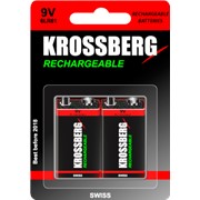 Перезаряжаемые батарейки Krossberg Rechargeable - 9V size фото