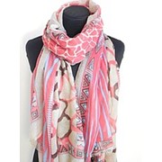 Шарф - шаль с орнаментом в розовых оттенках Код 17089 Весенний легкий шарф. фото