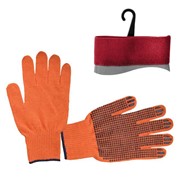 Перчатка х/б трикотаж с точечным покрытием PVC на ладони (оранжевая) INTERTOOL SP-0131 фото