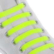 Набор шнурков для обуви, 6 шт, силиконовые, плоские, 13 мм, 9 см, цвет жёлтый неоновый фотография