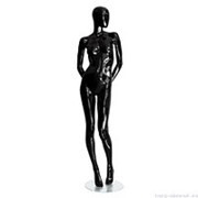 Манекен женский, глянцевый черный, абстрактный, для одежды в полный рост, стоячий прямо, руки убраны за спину. MD-Storm Type 04F-02G фото