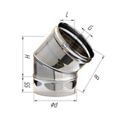 Колено Феррум угол 135°, нержавеющее (430/0,5 мм), ф150 фотография