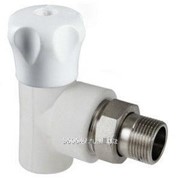 Кран для радиатора полипропиленовый Ø 1/2' ручной УГЛОВОЙ (белый) фото