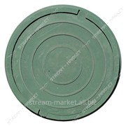 Люк канализационный полимерпесчанный зеленный 1, 8т (диаметр крышки ф-620мм, высота люка h-50мм) №284351