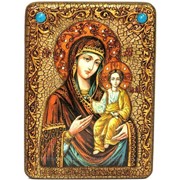 Икона аналойная Божией Матери «Одигитрия Смоленская» на мореном дубе фото