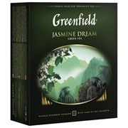 Чай GREENFIELD (Гринфилд) "Jasmine Dream" ("Жасминовый сон"), зеленый с жасмином, 100 пакетиков в конвертах по