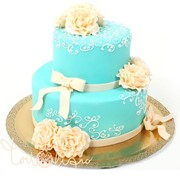 Голубой свадебный торт Цветы №115 фотография