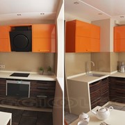 Кухня современная оранжевые фасады 10 м2 фотография