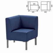 Кресло мягкое угловое “Хост“ М-43, 620х620х780 мм, без подлокотников, экокожа, темно-синее фотография