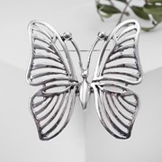 Брошь 'Бабочка' полоски, цвет чернёное серебро фото