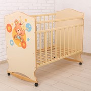 Детская кроватка 'Мишутка' на колёсах или качалке, цвет бежевый фотография