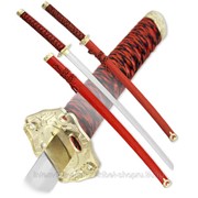 Набор самурайских мечей, 2 шт. (сувенирный) L1=102, L2=78 см Металл, Дерево, Текстиль фотография