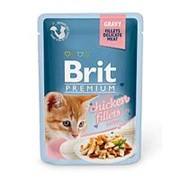 Brit Premium 85г пауч Kitten Chicken Fillets Влажный корм для котят Кусочки куриного филе в соусе фотография