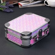 Шкатулка металлокаркас чемодан “3D треугольники“ сиренево-розовая 8,5х23х18 см фото