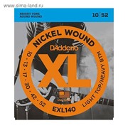 Струны для электрогитары D`Addario EXL140 XL NICKEL WOUND Light Top/Heavy Bottom 10-52 фото