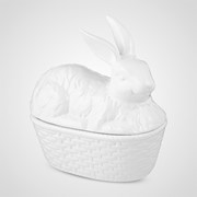 Белая Керамическая Шкатулка с Крышкой-Кроликом фотография