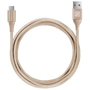 Кевларовый кабель LENZZA Nylon Braided Type-C to USB 2 м. Gold фото