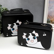 Шкатулка кожзам для косметики “Пятнистый кот“ чемодан н-р 2 шт 8,5х15,5х23, 11х18,5х24,5 см 508454 фото