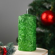Свеча цилиндр, снежный “зеленый“ фото