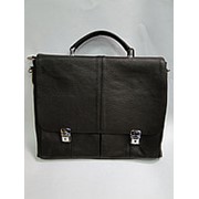 Мужской кожаный коричневый портфель на 2-х клапанах фото