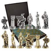 Шахматный набор Древняя Спарта 28*28*1.8;H=5.6 см дерево, замак, латунь, бронза фотография