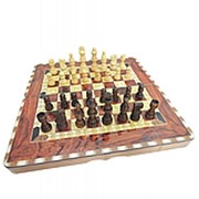 Сувенирный и игровой набор 3 в 1 Шашки-Шахматы-Нарды из лакированного дерева миниатюрный 30х30