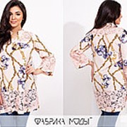 Стильная женская рубашка декорирована гипюром (2 цвета) НВ/-40330/1 - Пудра фотография
