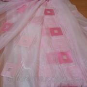 Ткань для тюля, гардины, органза розовый квадратик арт 341 фото