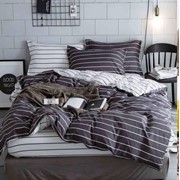 Полутораспальный комплект постельного белья из сатина “Mancy A+B“ Черно-белый с тонкими полосочками фото