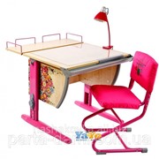 Набор школьной мебели Дэми СУТ.14-01 клен/розовый с рисунком цветы со стулом