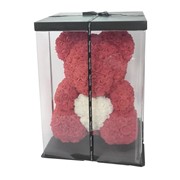 Мишка из роз с сердцем в подарочной коробке, 40 см фото