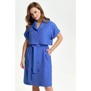 Платье рубашка из льняной ткани голубое T 2665.01 р. 46-56 фото
