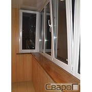 Обшивка балкона безшовной панелью (светлый дуб) фото
