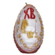 Свеча Пасхальное яйцо красное с белым Артикул: 023свф036н3 фото