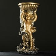 Фигурное кашпо "Ангел с чашей", бронза/серебро 0,6 л/ 50см