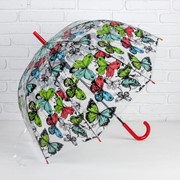 Зонт - трость полуавтоматический 'Бабочки', 8 спиц, R 41 см фото