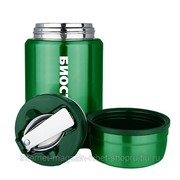 Термос для еды Biostal Охота (0,5 литра), с ложкой, зеленый фотография